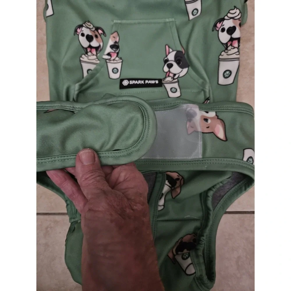 Spark Paws Dog Frenchie Recovery Suit Pajama Very Soft Comfortable Stretch Large